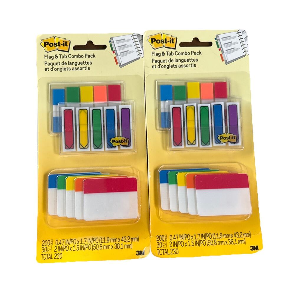 Post-it Sticky Notes Flags & Tabs Pack 460 Pieces Assorted Color Sizes 686-XLP
